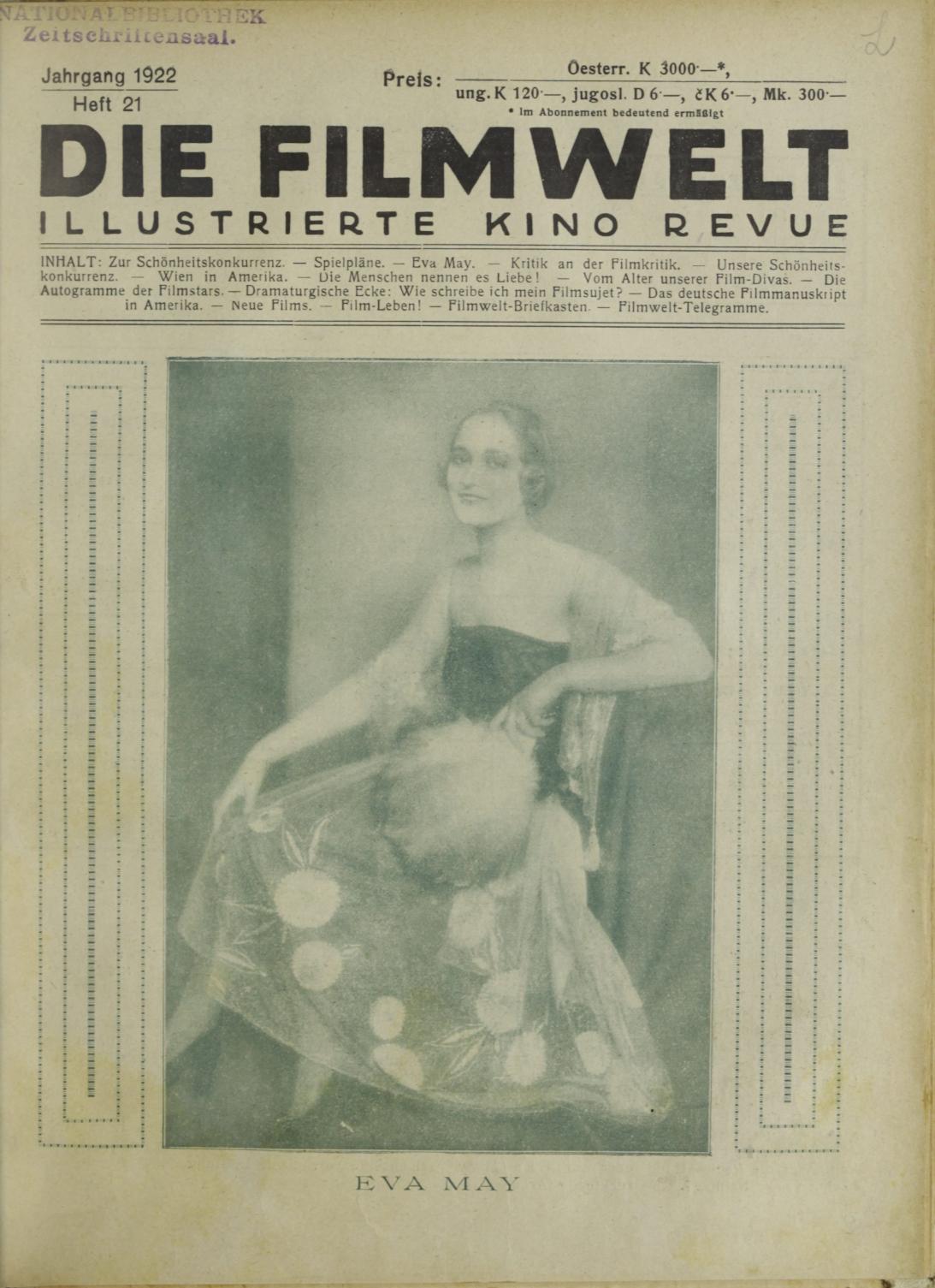 FILMWELT | DIE magazine side cover Issue 21   1922
