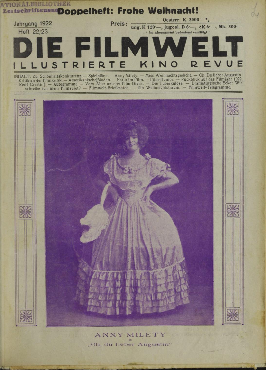 FILMWELT | DIE magazine side cover Issue 22-23   1922