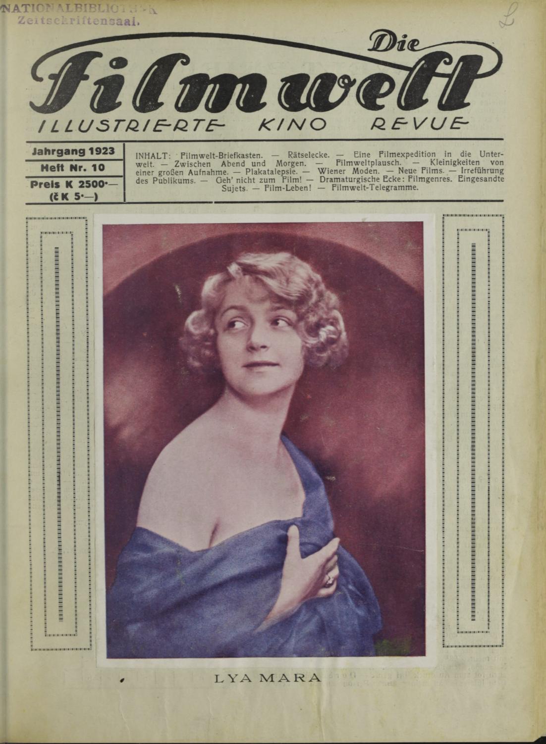 FILMWELT | DIE magazine side cover Issue 10   1923