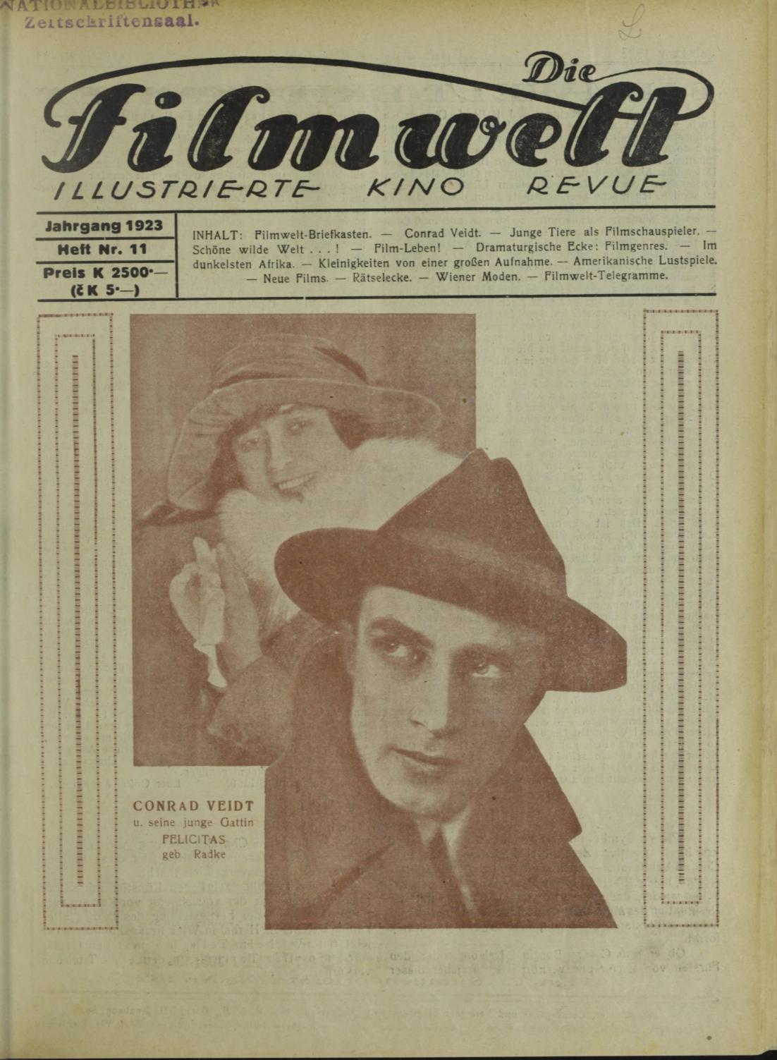 FILMWELT | DIE magazine side cover Issue 11   1923