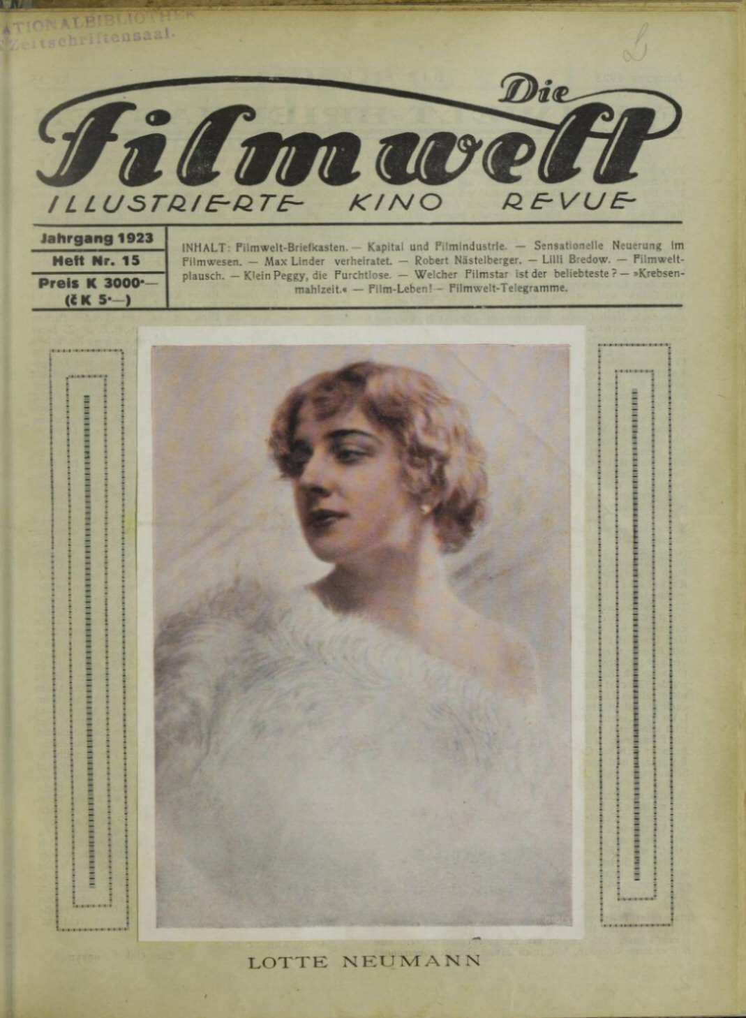 FILMWELT | DIE magazine side cover Issue 15   1923