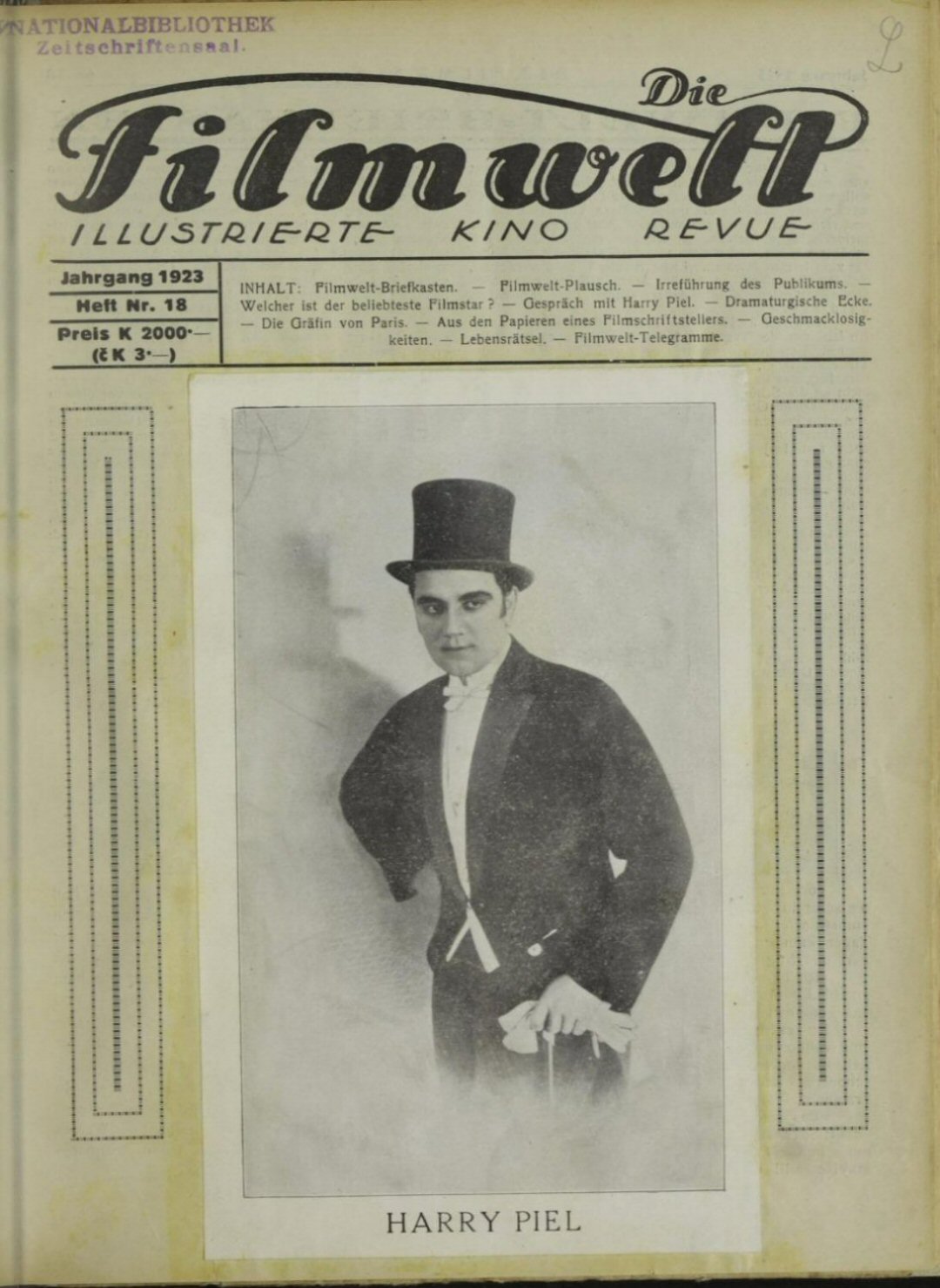FILMWELT | DIE magazine side cover Issue 18   1923
