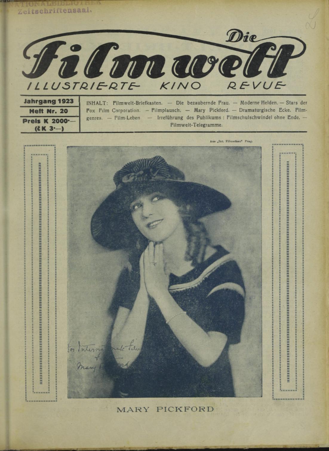 FILMWELT | DIE magazine side cover Issue 20   1923