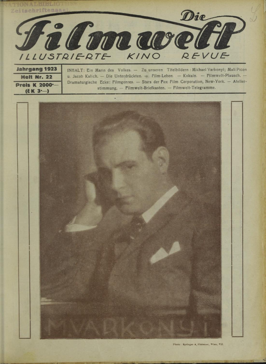 FILMWELT | DIE magazine side cover Issue 22   1923