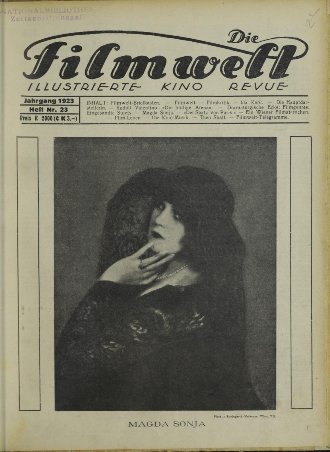 FILMWELT | DIE magazine side cover Issue 23   1923