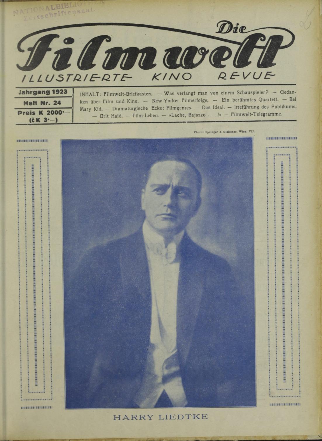 FILMWELT | DIE magazine side cover Issue 24   1923