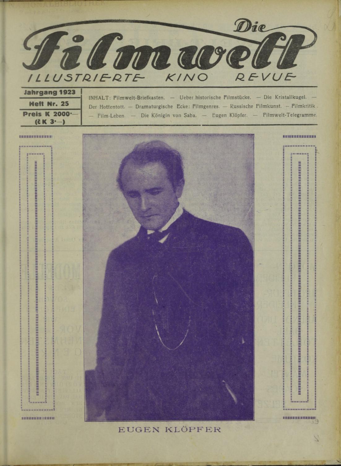 FILMWELT | DIE magazine side cover Issue 25   1923