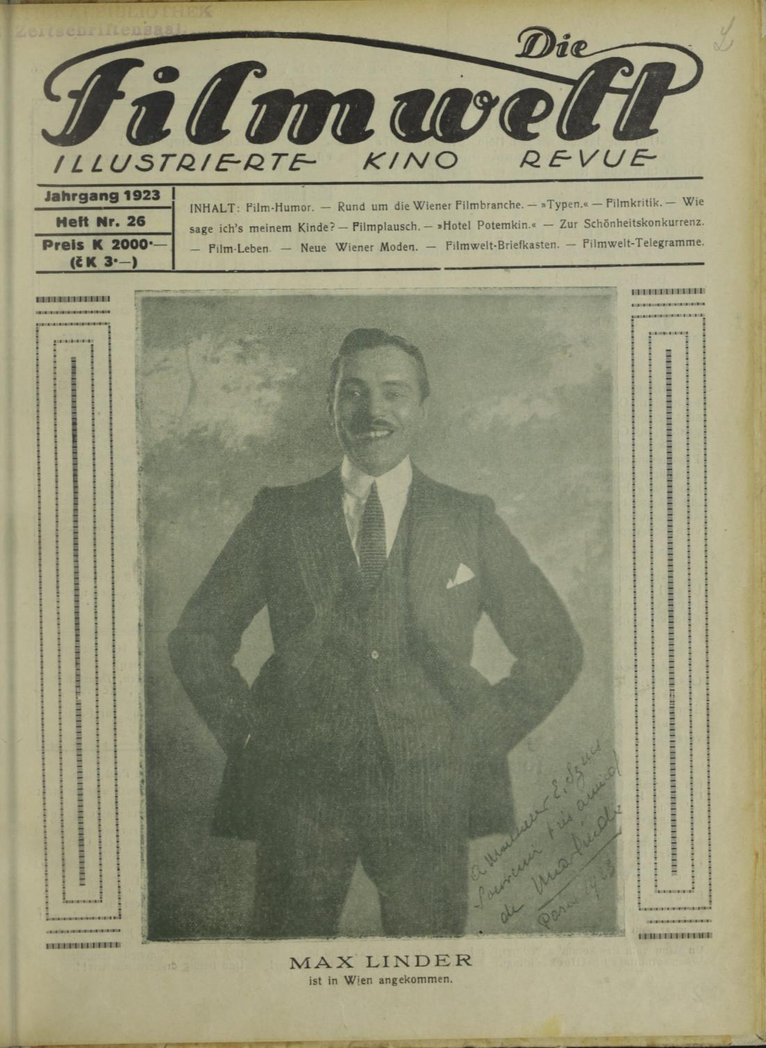 FILMWELT | DIE magazine side cover Issue 26   1923