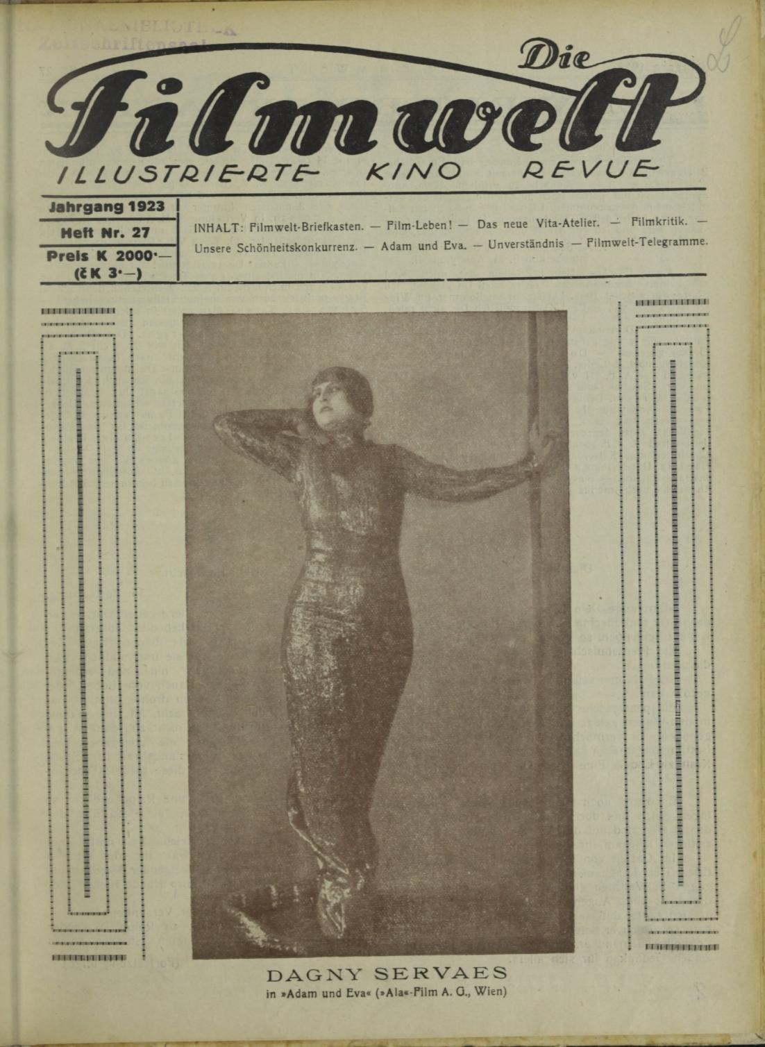 FILMWELT | DIE magazine side cover Issue 27   1923