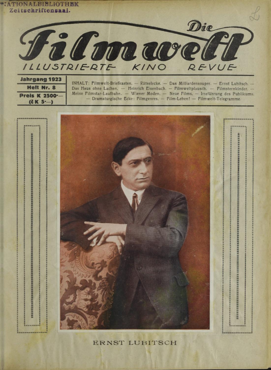 FILMWELT | DIE magazine side cover Issue 8   1923