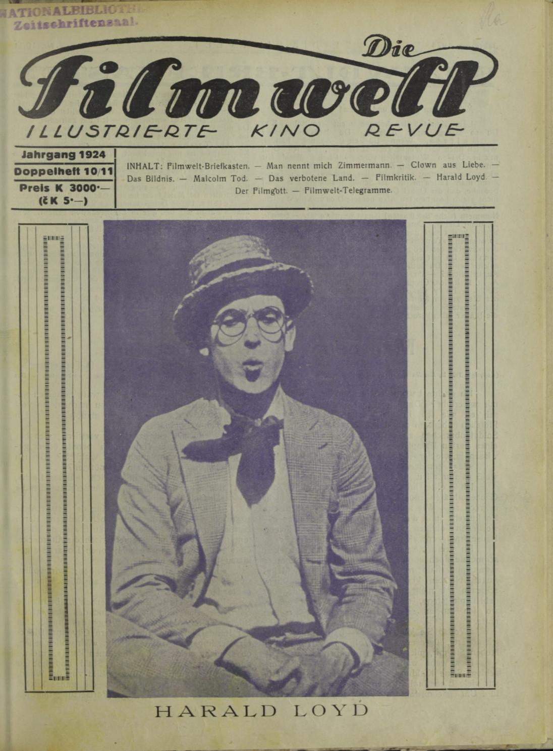 FILMWELT | DIE magazine side cover Issue 10   1924