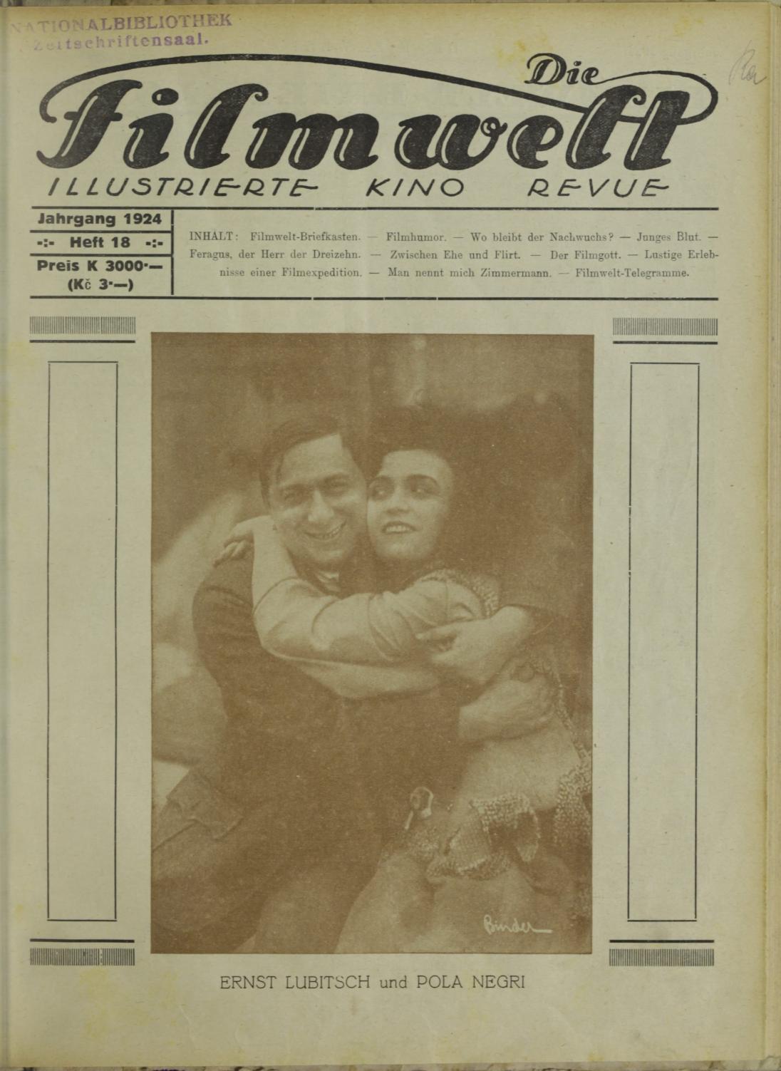 FILMWELT | DIE magazine side cover Issue 18   1924