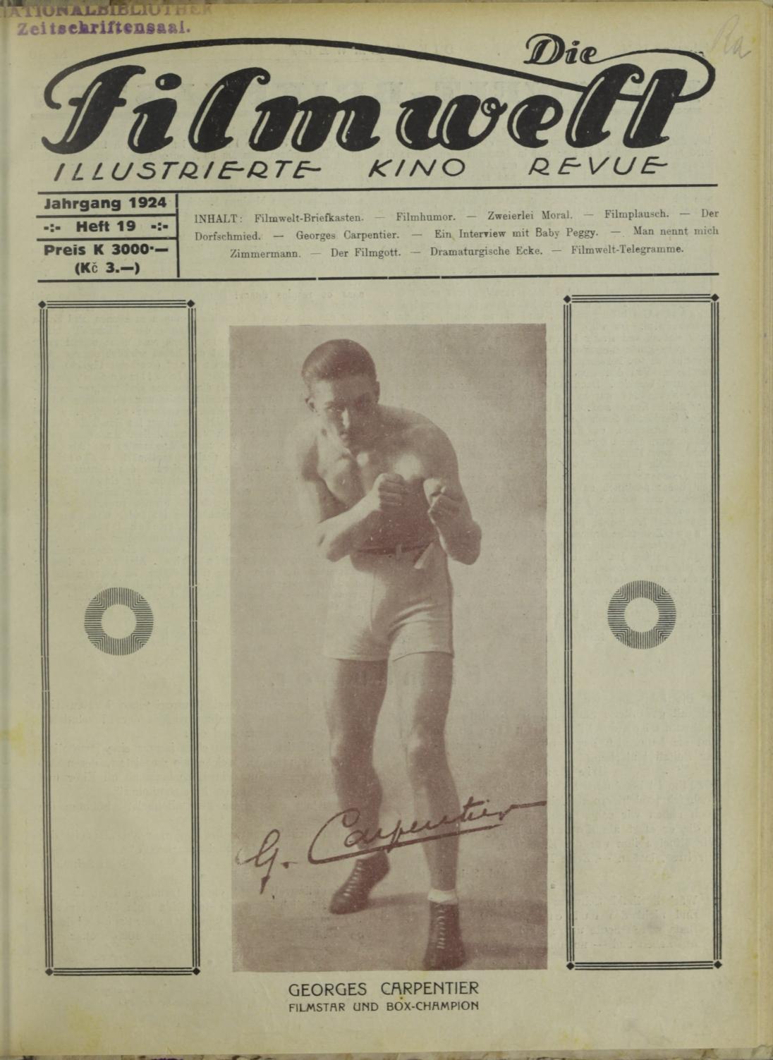 FILMWELT | DIE magazine side cover Issue 19   1924