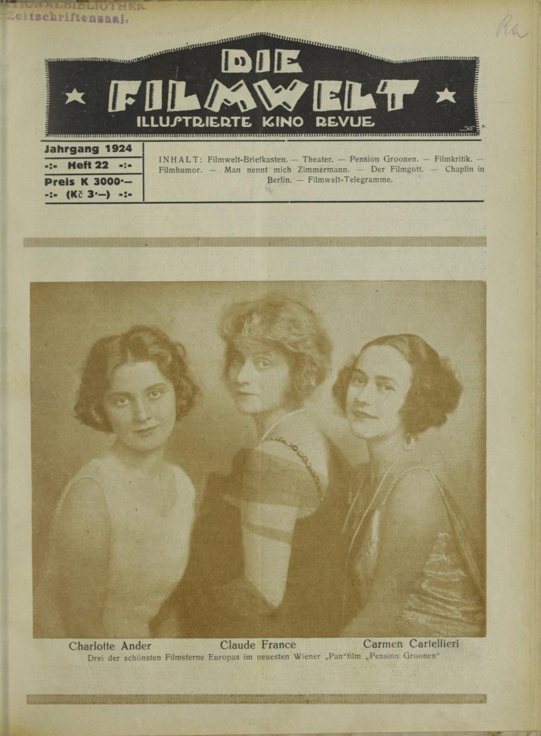 FILMWELT | DIE magazine side cover Issue 22   1924