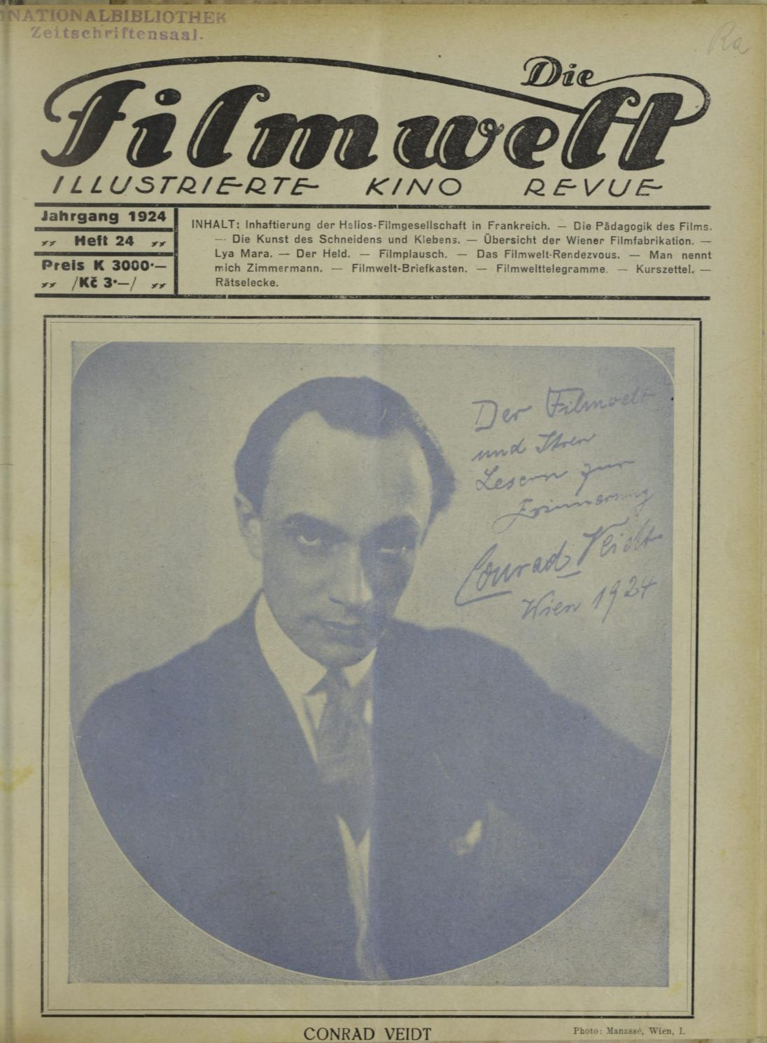 FILMWELT | DIE magazine side cover Issue 24   1924