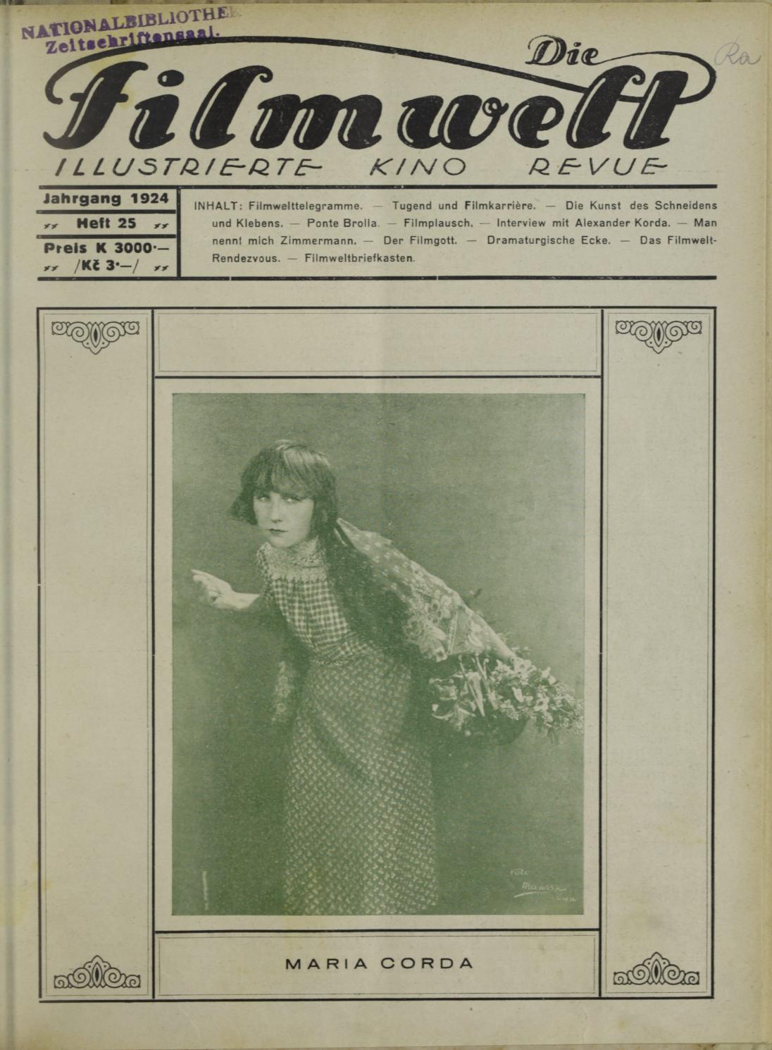FILMWELT | DIE magazine side cover Issue 25   1924