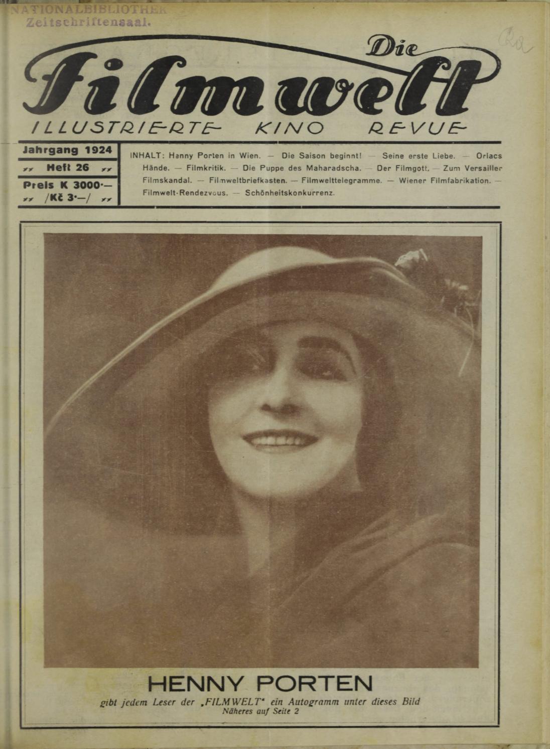 FILMWELT | DIE magazine side cover Issue 26   1924