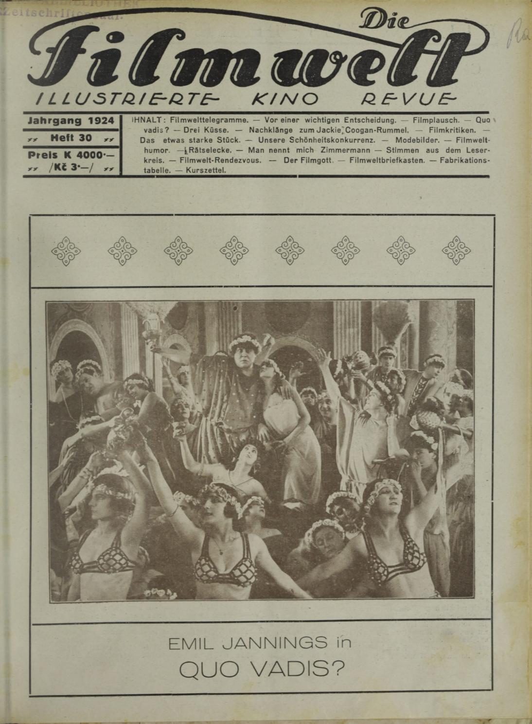 FILMWELT | DIE magazine side cover Issue 30   1924