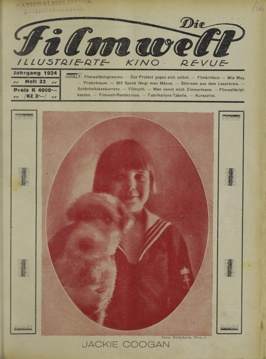 FILMWELT | DIE magazine side cover Issue 32   1924