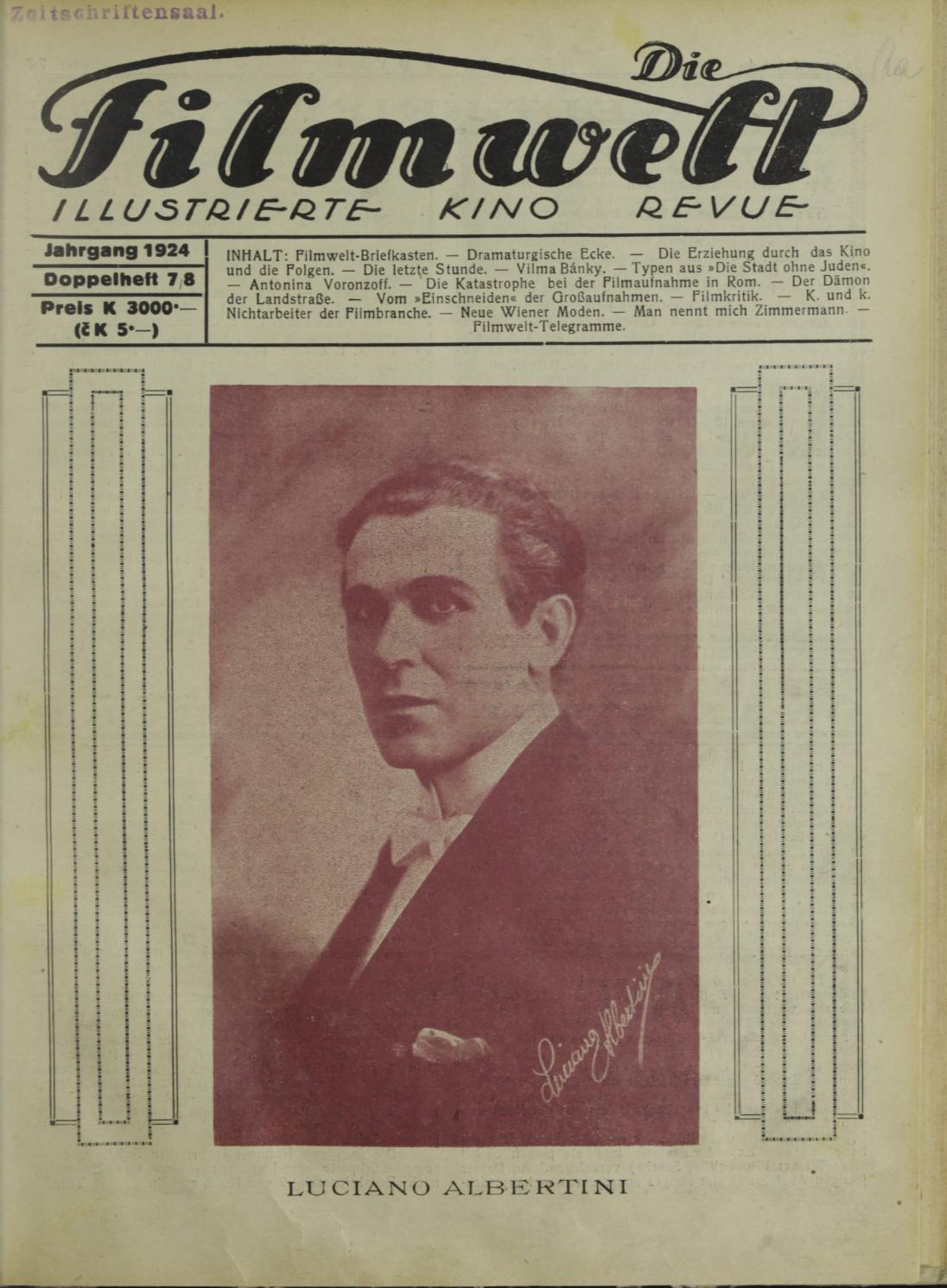 FILMWELT | DIE magazine side cover Issue 7   1924