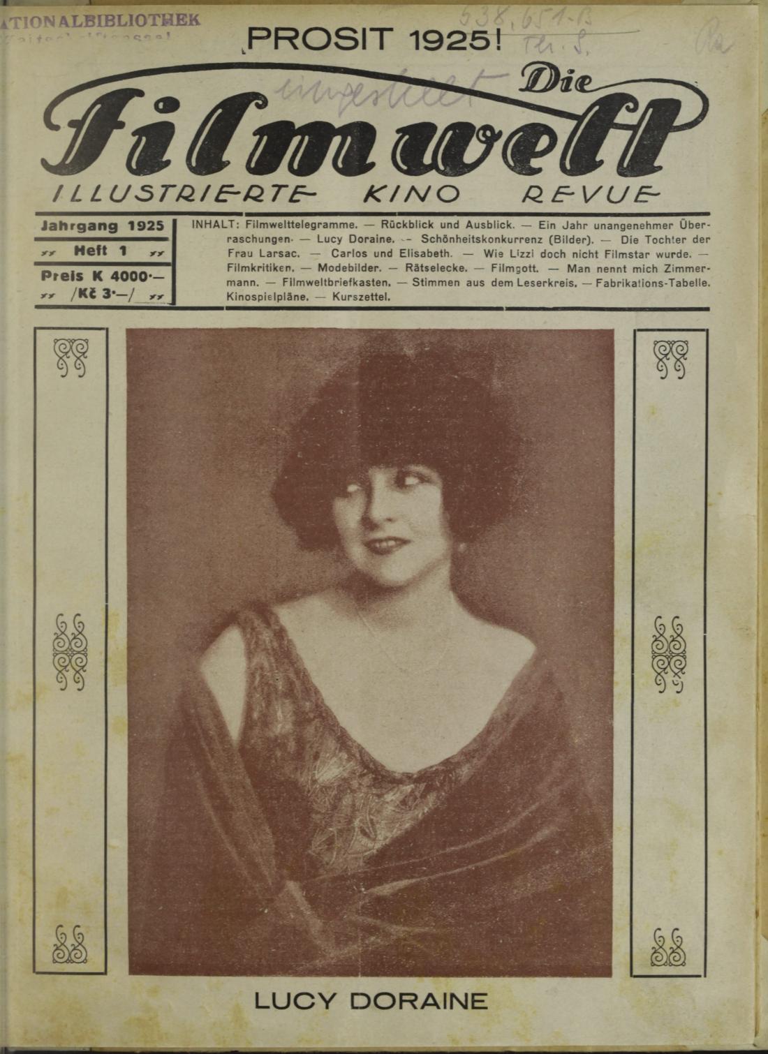 FILMWELT | DIE magazine side cover Issue 1   1925
