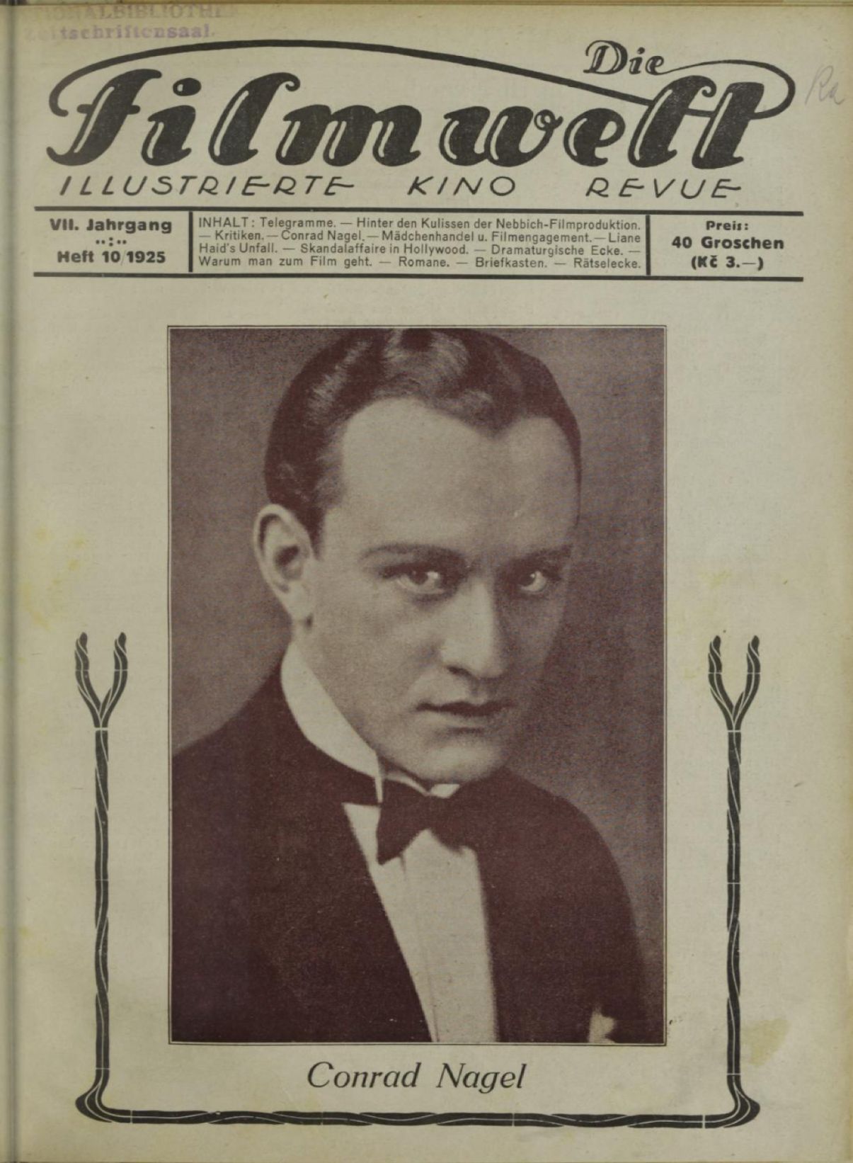 FILMWELT | DIE magazine side cover Issue 10   1925