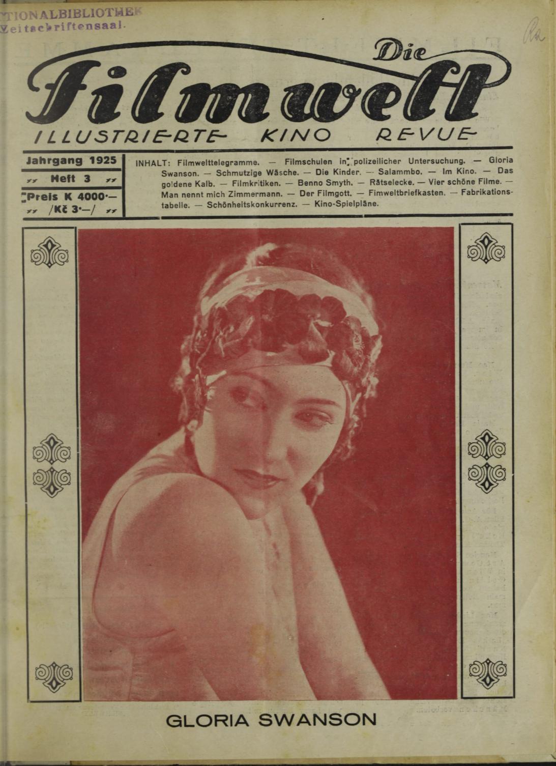 FILMWELT | DIE magazine side cover Issue 3   1925