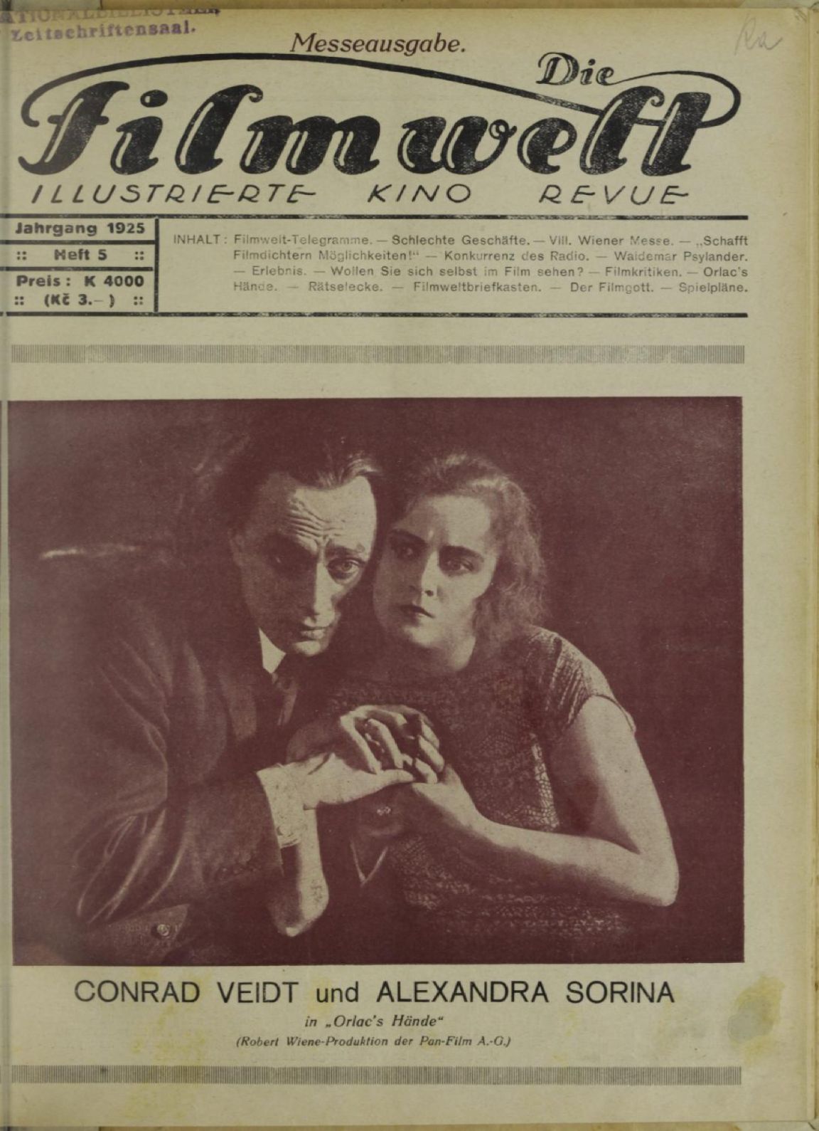 FILMWELT | DIE magazine side cover Issue 5   1925