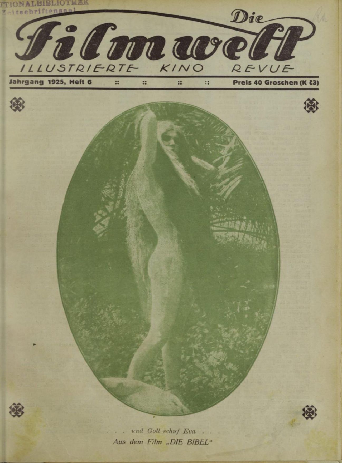 FILMWELT | DIE magazine side cover Issue 6   1925