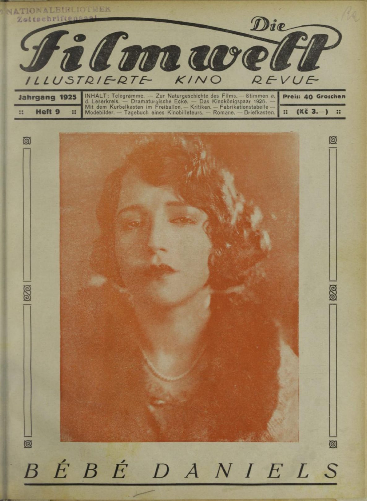 FILMWELT | DIE magazine side cover Issue 9   1925