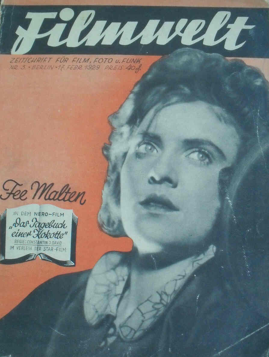 FILMWELT magazine side cover Issue 5 17 February 1929