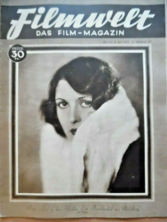 FILMWELT magazine side cover Issue 27 6 July 1930