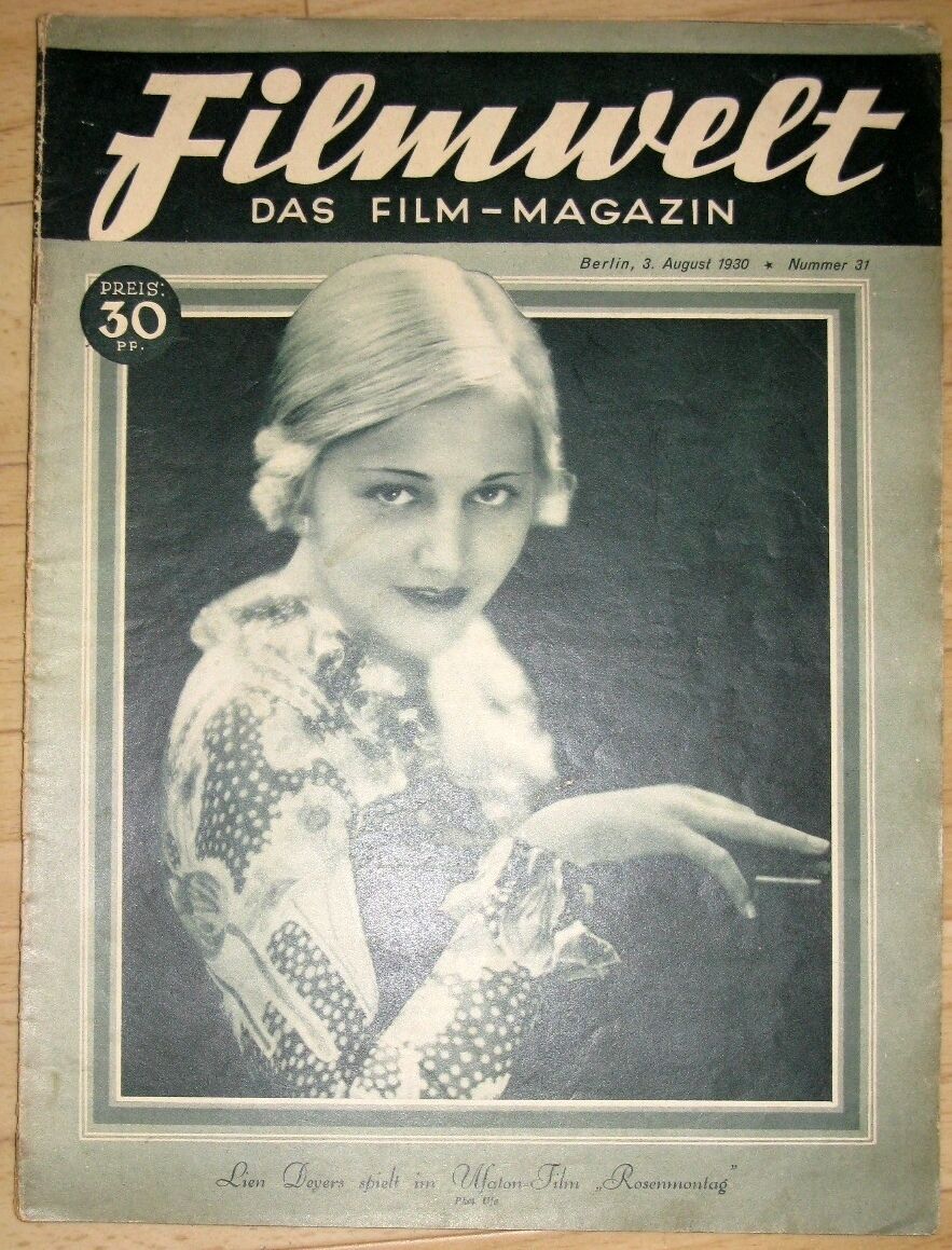 FILMWELT magazine side cover Issue 31 3 August 1930
