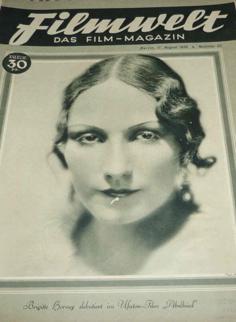 FILMWELT magazine side cover Issue 33 17 August 1930