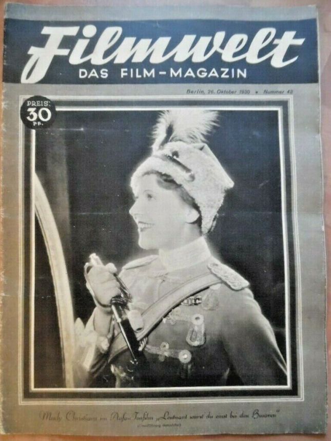 FILMWELT magazine side cover Issue 43 26 October 1930