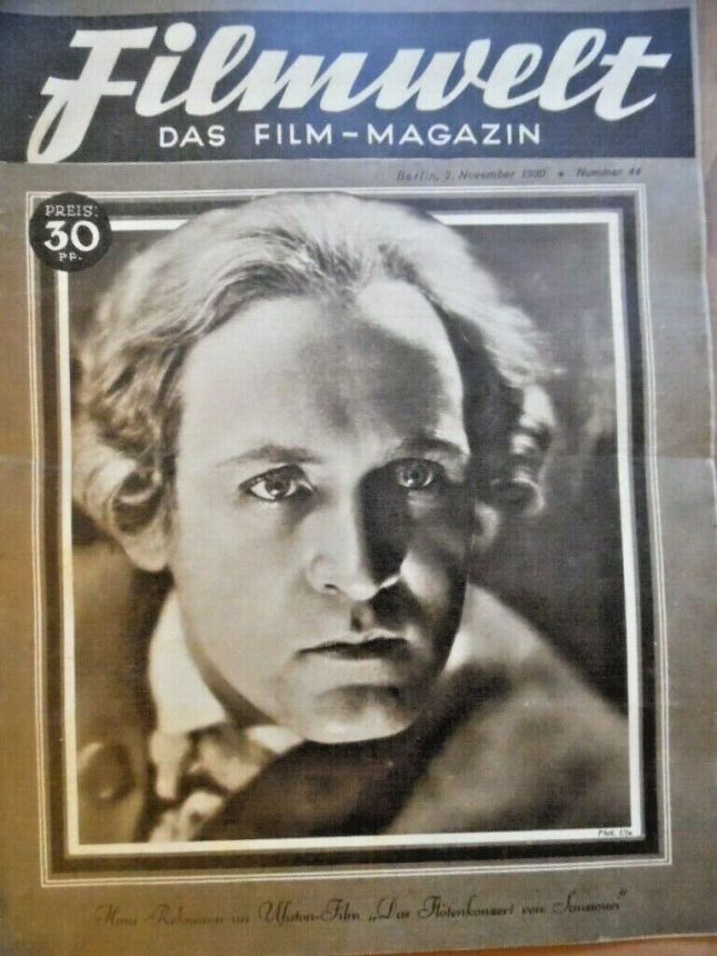 FILMWELT magazine side cover Issue 44 2 November 1930