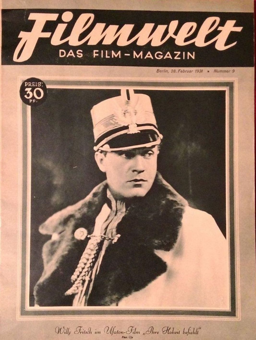 FILMWELT magazine side cover Issue 9 28 February 1931