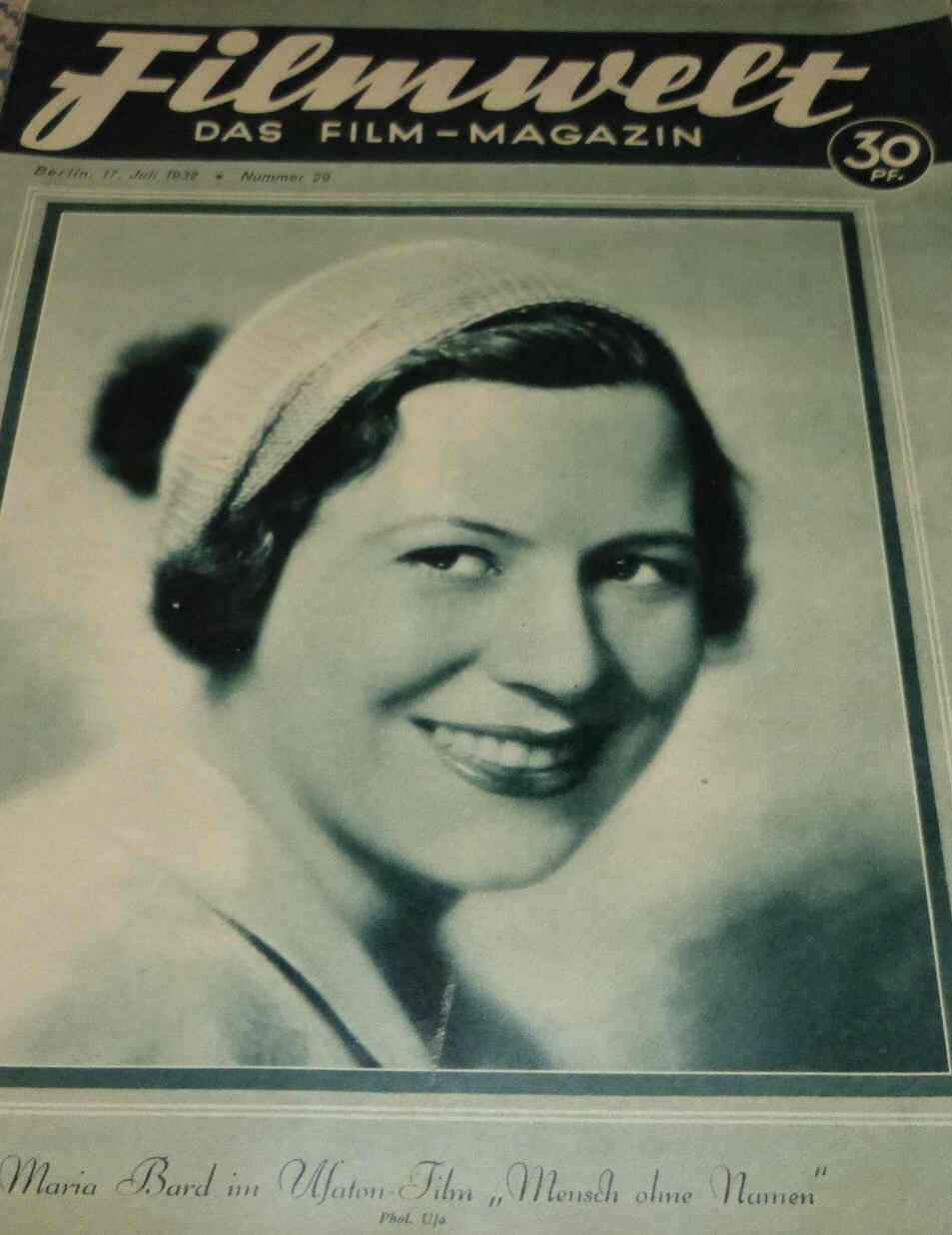FILMWELT magazine side cover Issue 29 17 July 1932