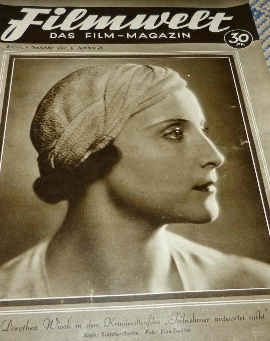 FILMWELT magazine side cover Issue 36 4 September 1932