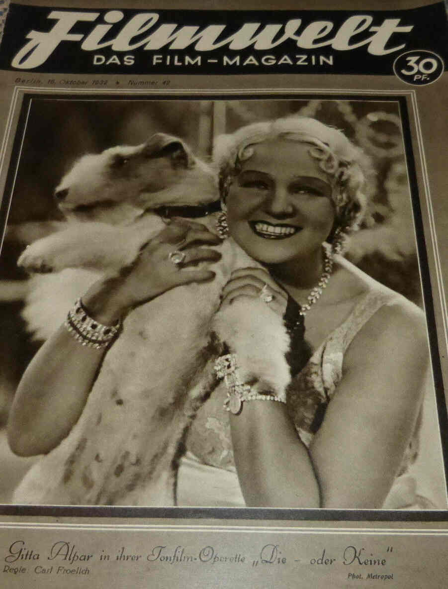 FILMWELT magazine side cover Issue 42 16 October 1932