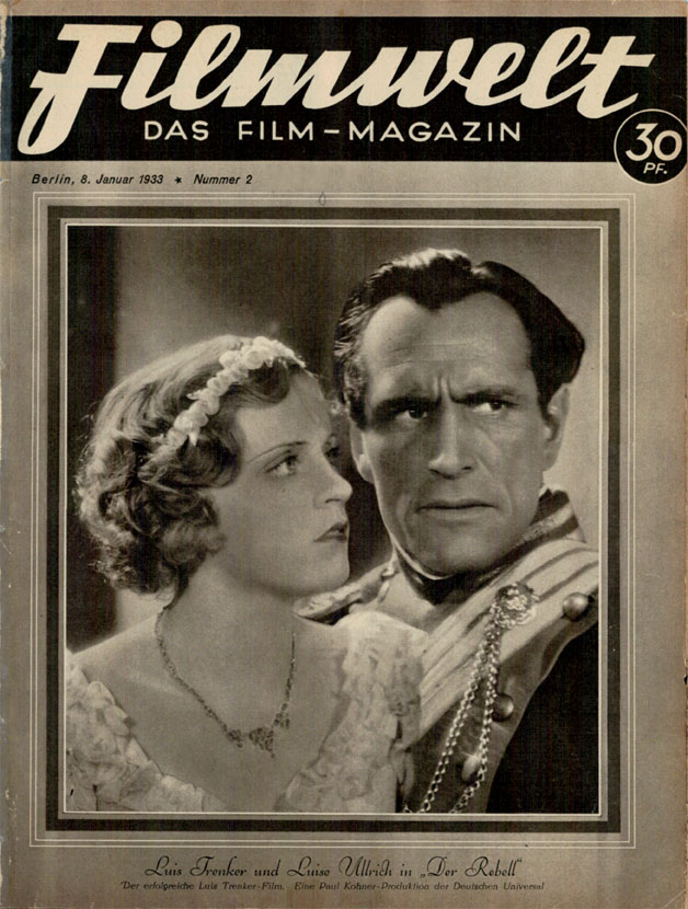 FILMWELT magazine side cover Issue 2 8 January 1933