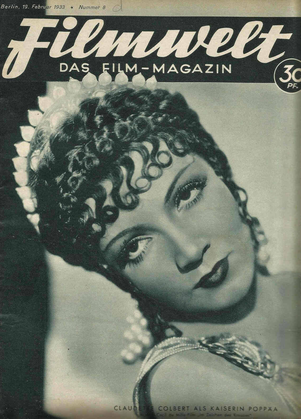 FILMWELT magazine side cover Issue 8 19 February 1933