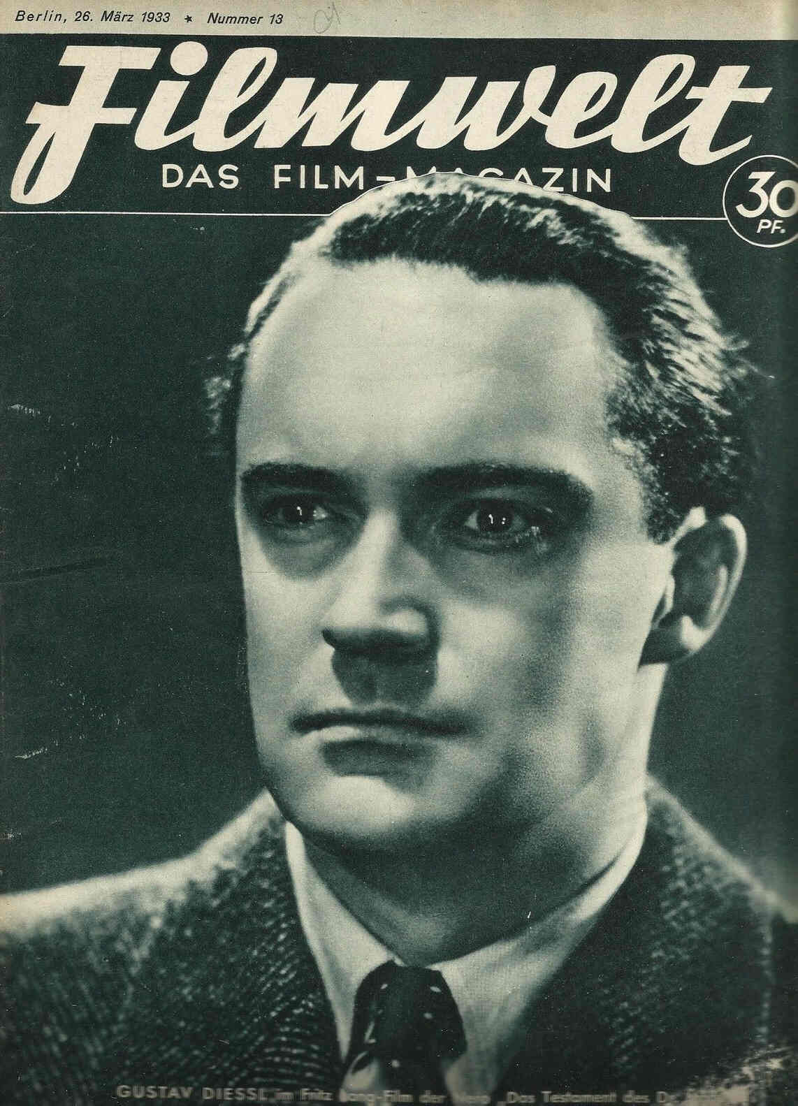 FILMWELT magazine side cover Issue 13 26 March 1933