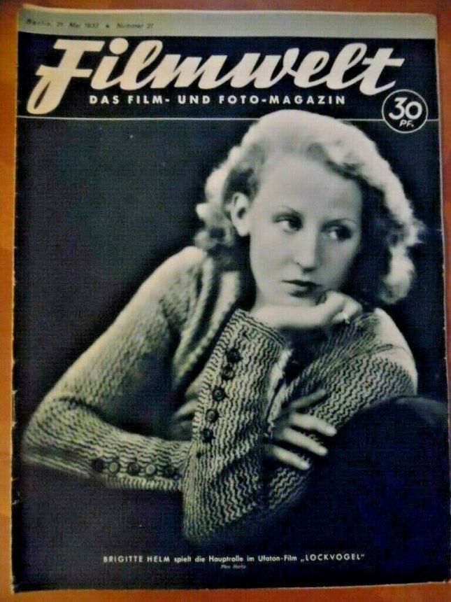 FILMWELT magazine side cover Issue 21 21 May 1933