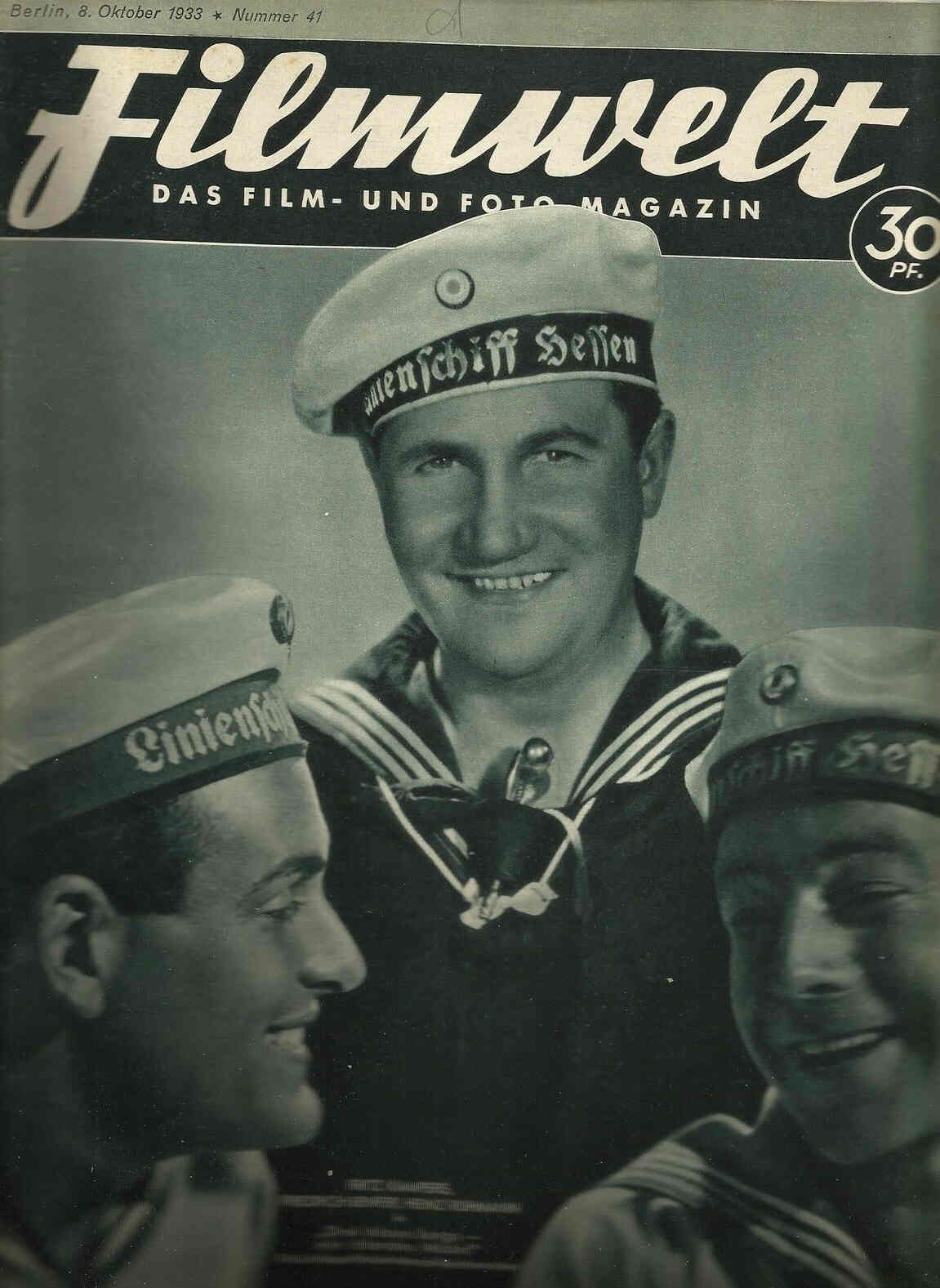 FILMWELT magazine side cover Issue 41 8 October 1933