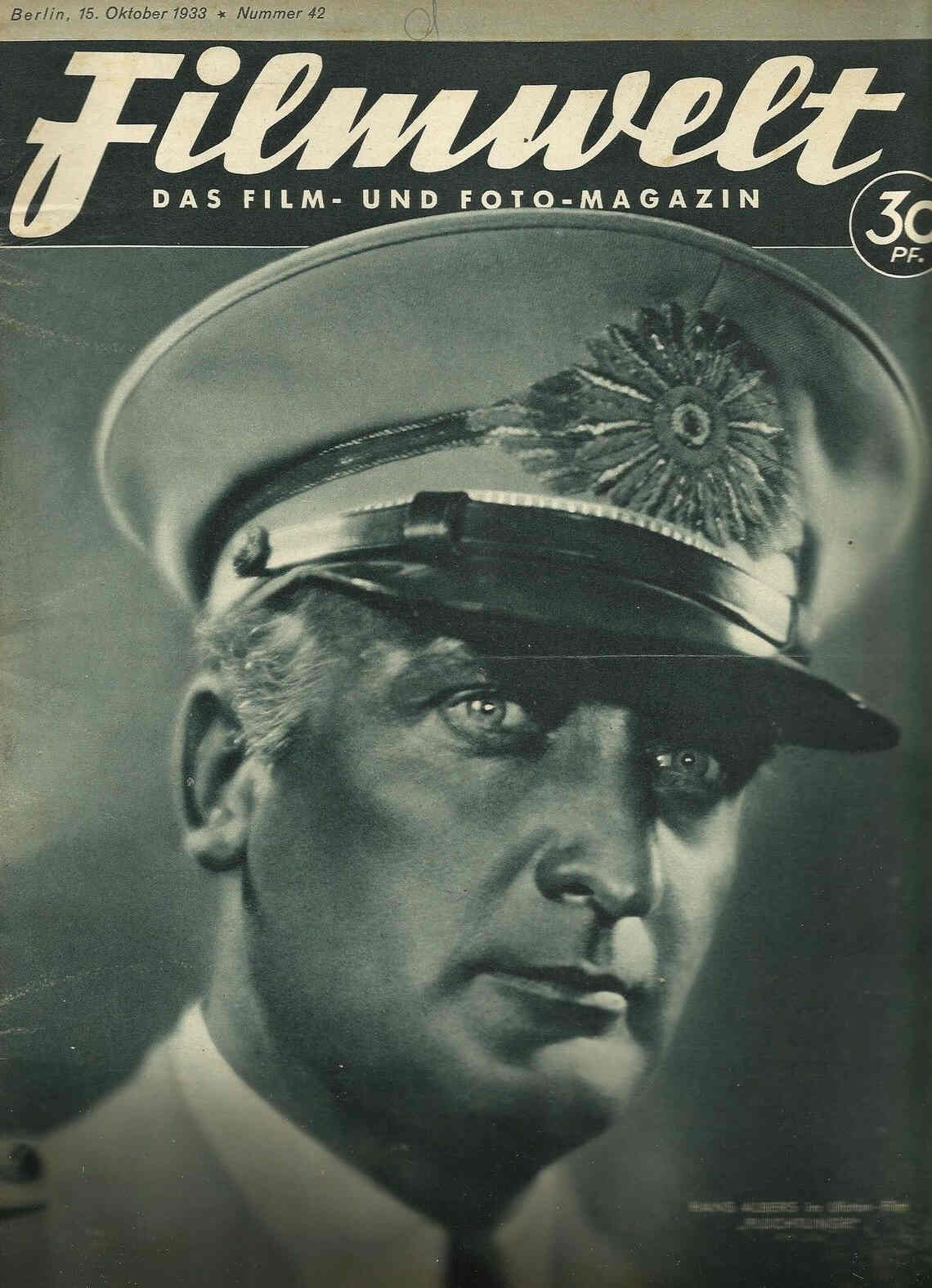 FILMWELT magazine side cover Issue 42 15 October 1933