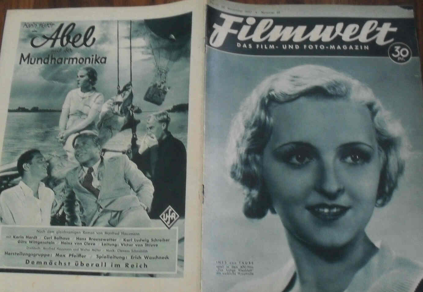 FILMWELT magazine side cover Issue 48 26 November 1933