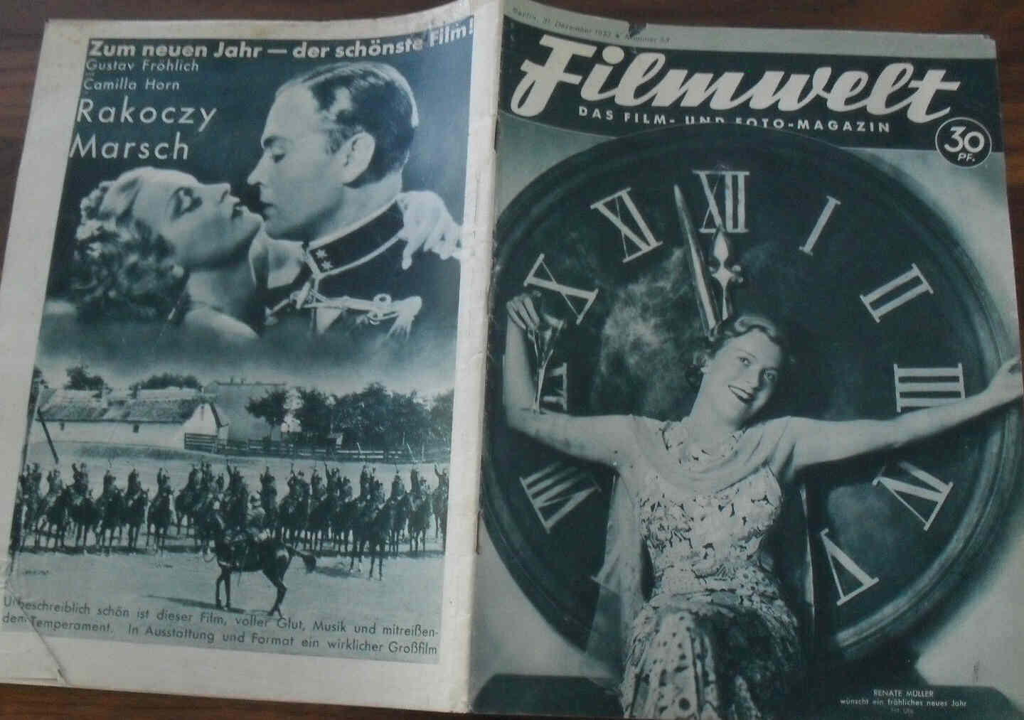 FILMWELT magazine side cover Issue 53 31 December 1933