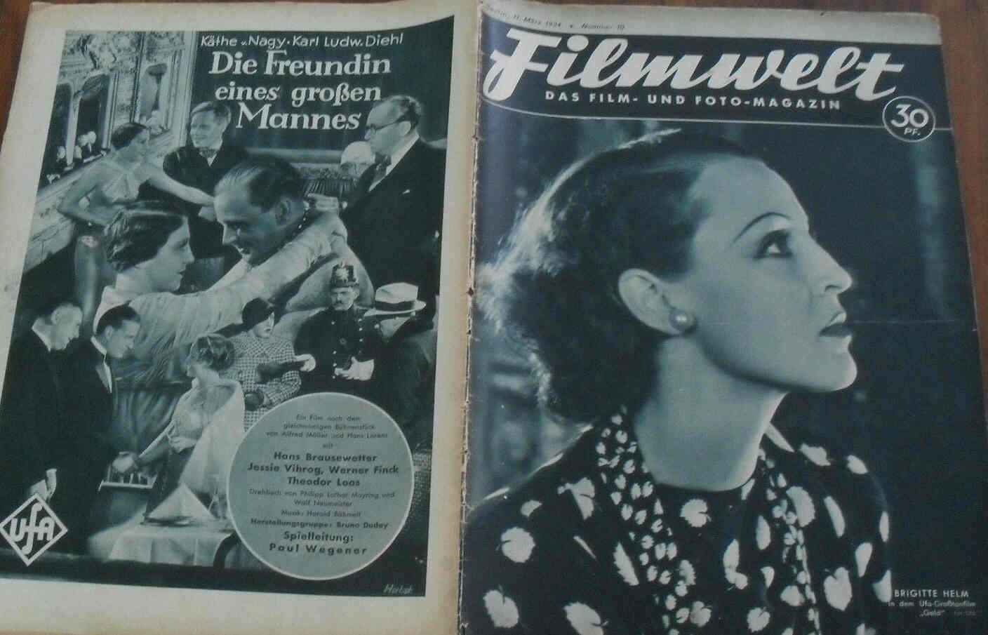 FILMWELT magazine side cover Issue 10 11 March 1934