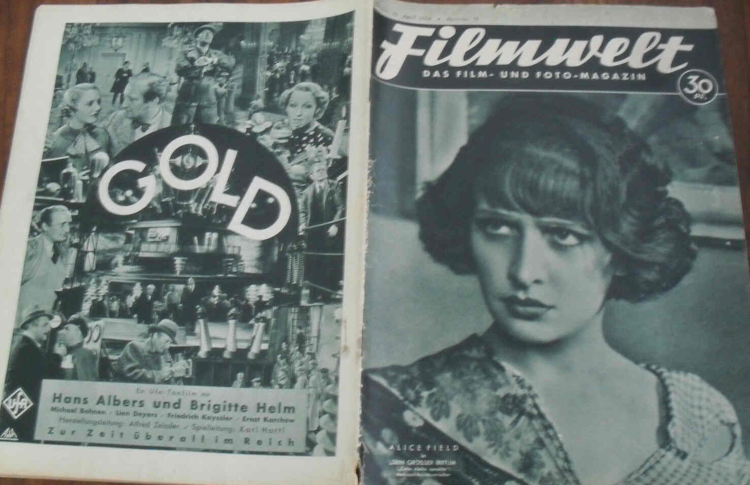 FILMWELT magazine side cover Issue 15 15 April 1934
